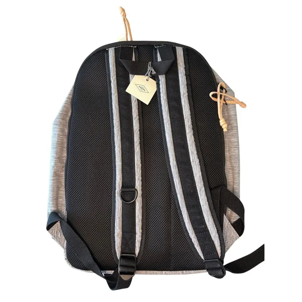 NWT Fossil Gray Estate Backpack RFID Protection Zip Pouch Minimalist Tech Style
